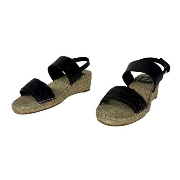 NIB Landing Craft Espadrille Black Size 4.5 (35) Open Toe Ankle Strap - Picture 1 of 6